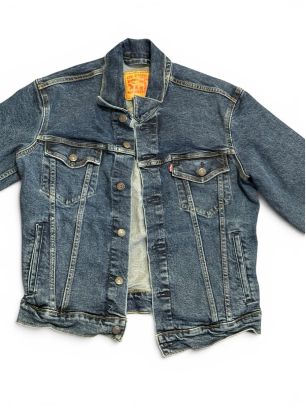 Levi’s Women’s Denim Trucker Jacket Medium Blue Button Front Classic Jean Jacket - Picture 3 of 6